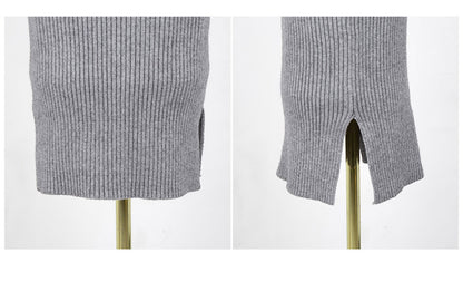 Sexy High Neck Knitted Elastic Long Dresses