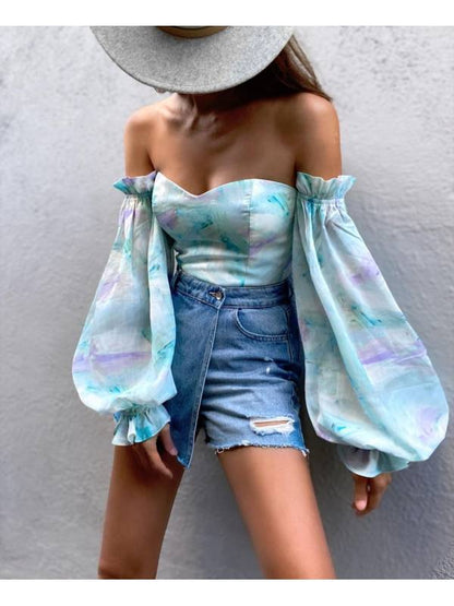 Sexy Strapless Chiffon Women Blouses