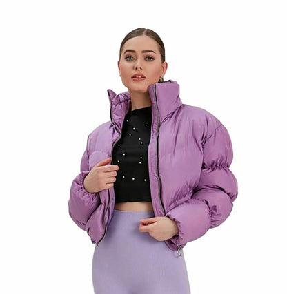 Warm Winter High Neck Zipper Short Cotton-padded Overcoat