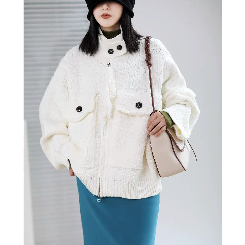 Women Zipper Knitting Cardigan Sweater Coats