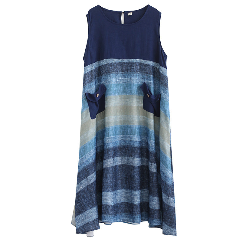 Blue Sleeveless Long Cozy Dresses