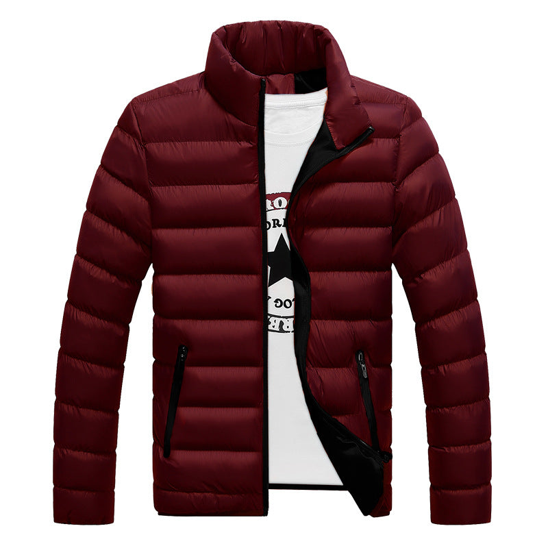 Plus Sizes Stand Collar Cotton Zipper Overcoat for Men