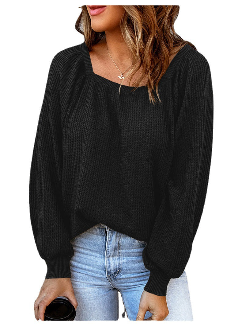 Casual Square Neckline Knitted Women Tops
