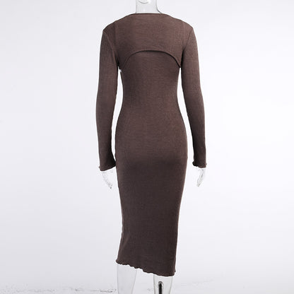 Sexy Women Knitting Cape and Slip Dresses Sets
