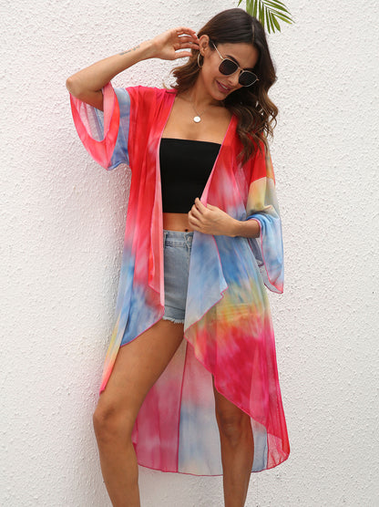 Casual Dyed Irregular Summer Beach Cover Ups
