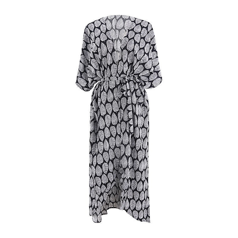 Summer Sun-proof Leaf Print Bikini Cover Ups