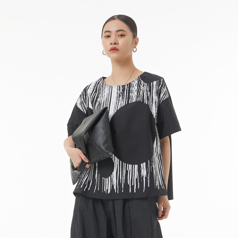 Abstract Summer Plus Sizes Women T Shirts