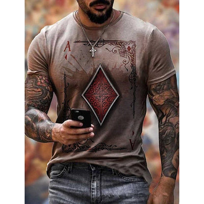 Summer 3D Poker Design Casual Short Sleeves T Shirts
