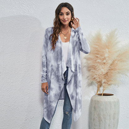 Irregular Design Dyed Long Cardigan Coats for Women