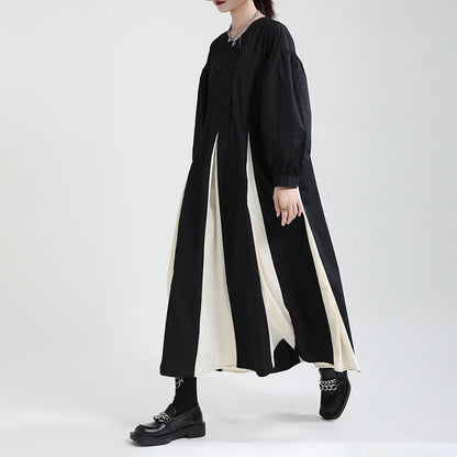 Women Black&white Fall Long Cozy Dresses