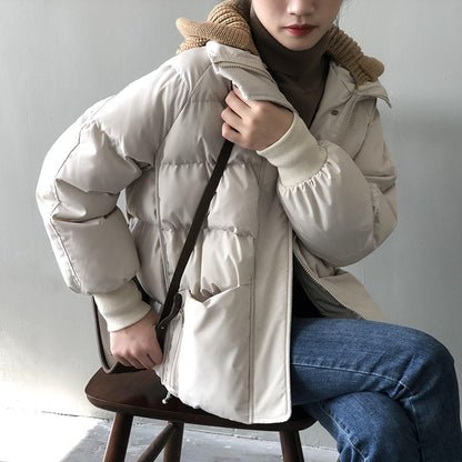Winter Warm Short Cotton Coats with Knitting Hats