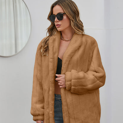Winter Velvet Artificial Fur Coats for Women