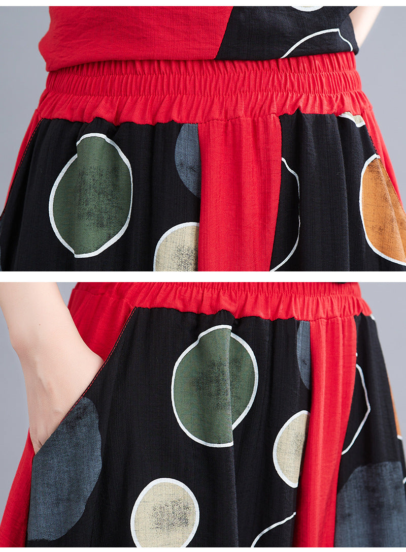Casual Summer Irregular T Shirts and Wide Legs Cropped Pants