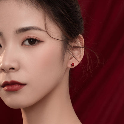 Red Vintage Sliver Earring Stud for Women