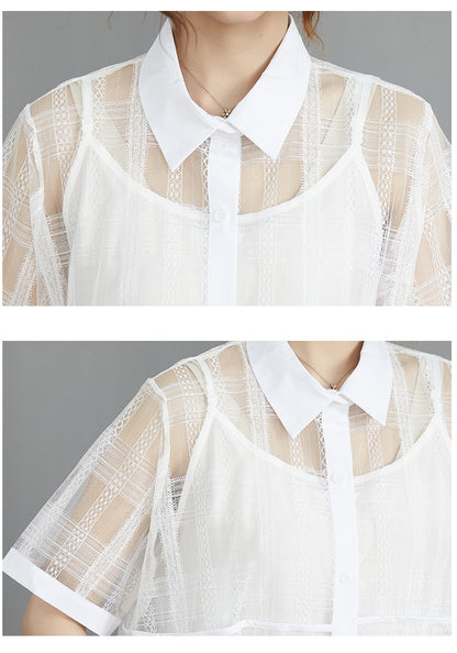Summer Fairy Organza Plus Sizes 2pcs Shirts Dresses
