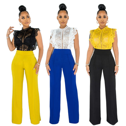 Sexy Back Zippered Wide Legs Pants