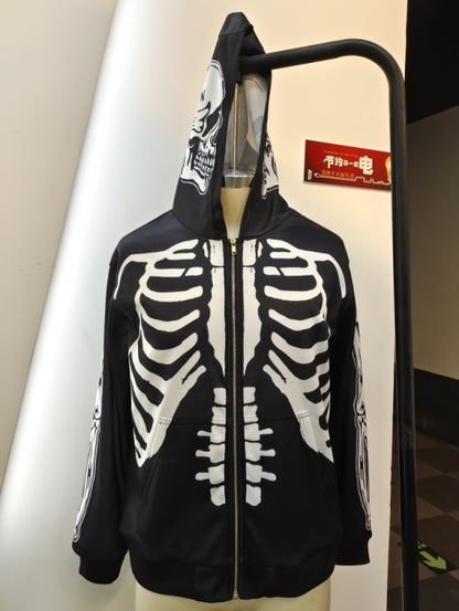 Women Flower Skull Long Sleeve Hoodies Sweater