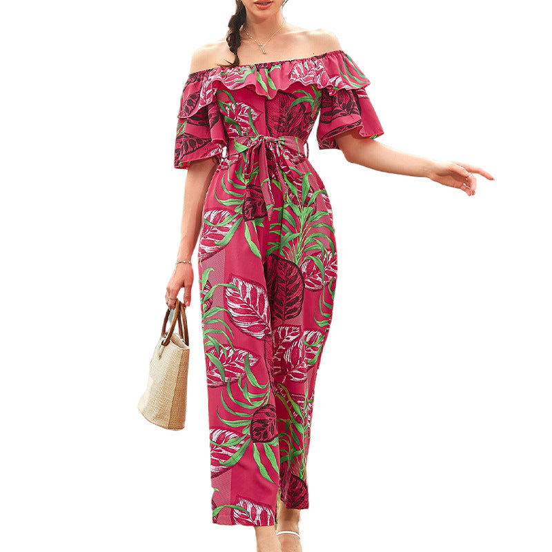 Sexy One Shoulder Chiffon Summer Beach Jumpsuits