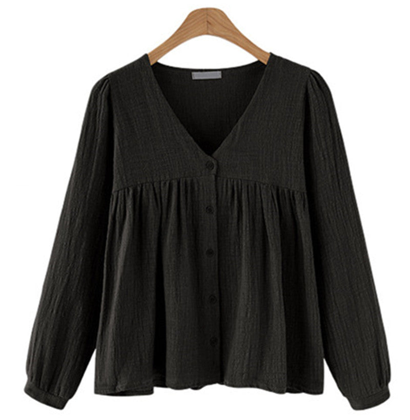 Casual Linen Long Sleeves Spring Tops