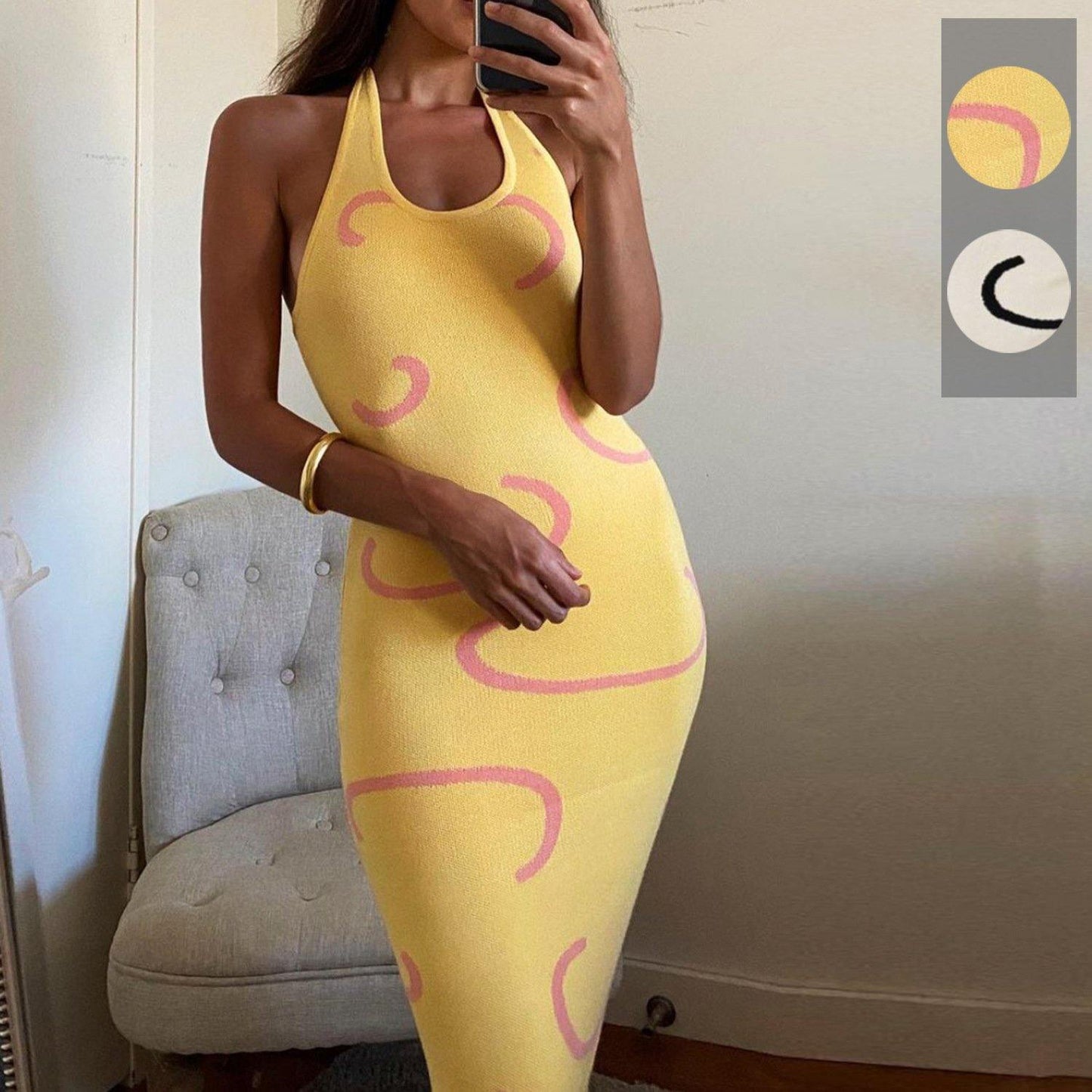 Sexy Knitting Backless Halter Long Dresses-STYLEGOING