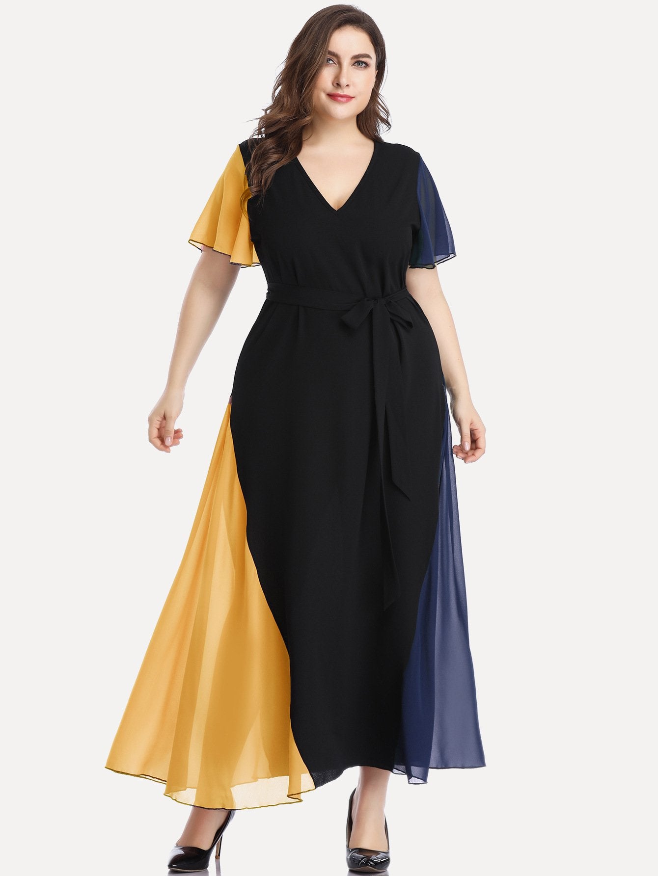 Plus Sizes Fashion Chiffon Women Long Maxi Dresses-STYLEGOING