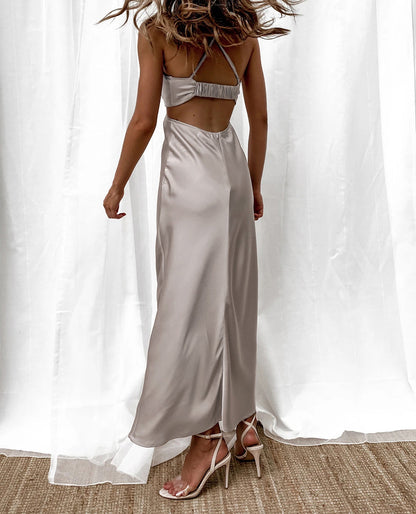 Summer Stain Backless Women Party Dresses