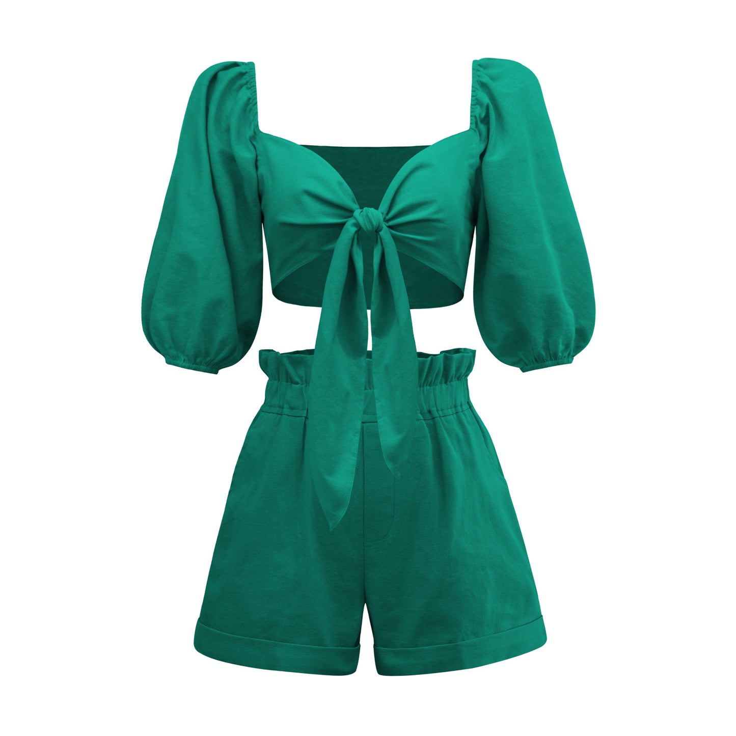 Casual Short Midriff Baring Tops and Shorts Sets for Women