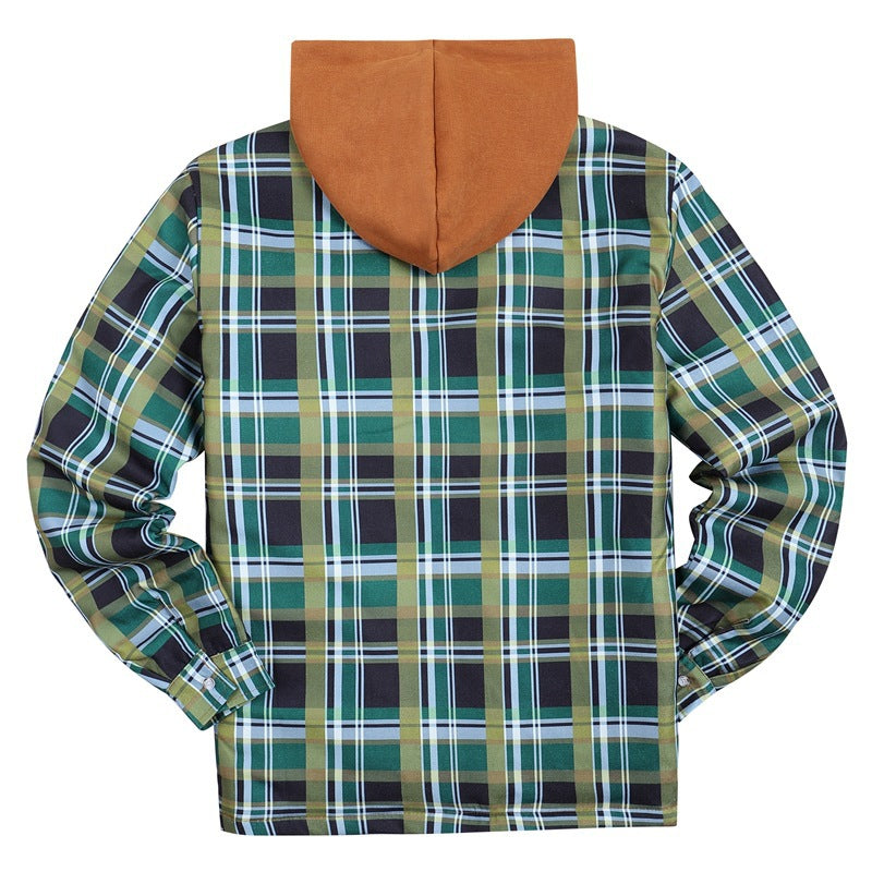 Plaid Winter Hoodies Jacket Outerwear for Men