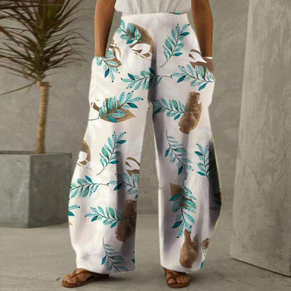 Casual Natural Waist Wide Legs Summer Long Pants
