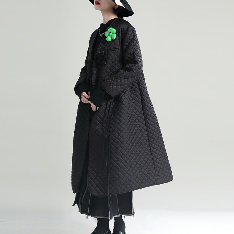 Black Cotton Winter Women Overcoats