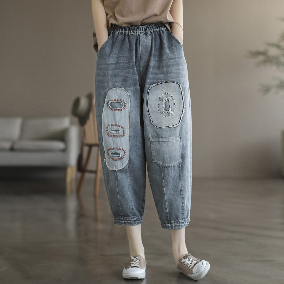 Summer Cotton Women Harem Plus Sizes Denim Jeans