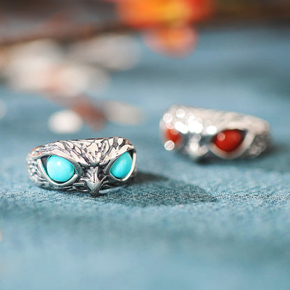 Vintage Owl Eyes Designed Open End Sterling Sivler Rings