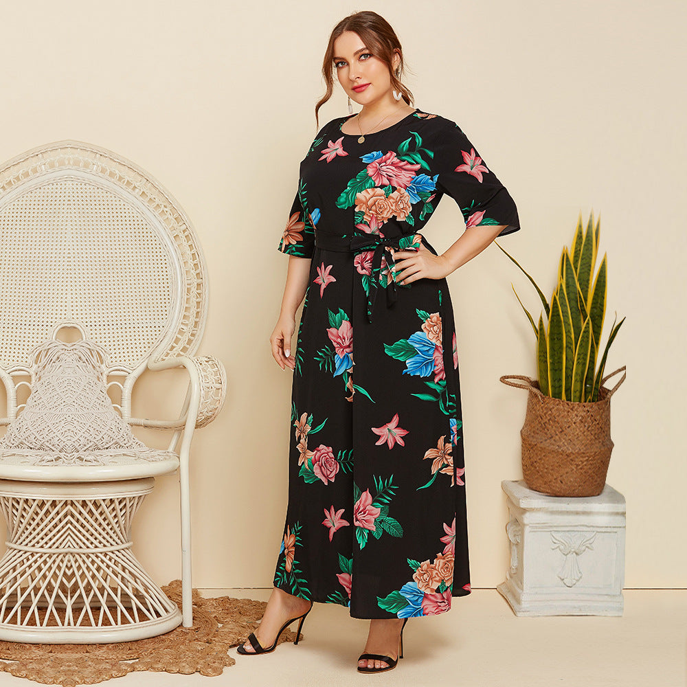 Women Round Neck Plus Sizes Summer Dresses