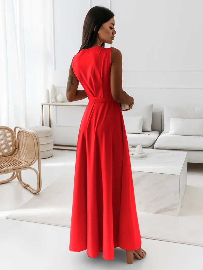 Simple Design V Neck Long Evening Party Dresses