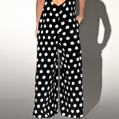 Casual Summer Dot Print Backless Women Jumpsuits