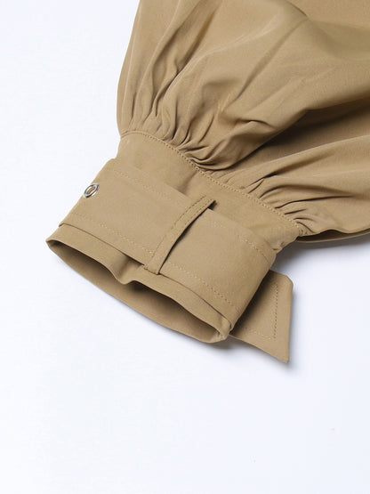 Designed Ruffled Long Sleeves Women Wind Break Coats