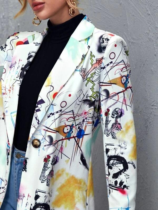 Unfixed Animal/Letter Print Women Blazers-STYLEGOING