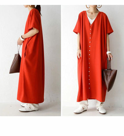 Casual Summer V Neck Long Cozy Dresses