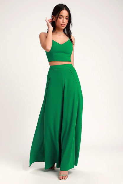 Sexy Women Summer High Waist Tops and Wide Leg Pants