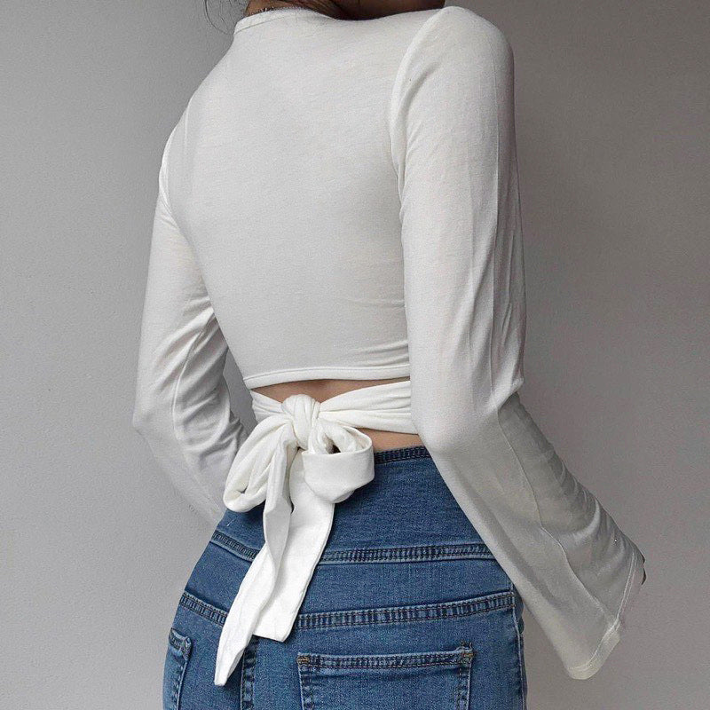Sexy Deep V Neck Lace Up Tops for Women