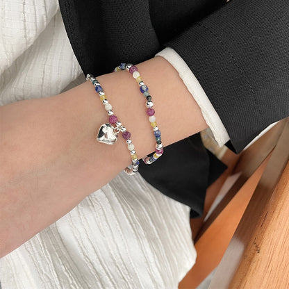 Women Crystal Design Sweetheart Silver Bracelet Sets