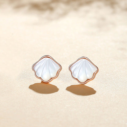 Shell Shape Silver Earring Studs for Women