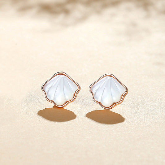 Shell Shape Silver Earring Studs for Women