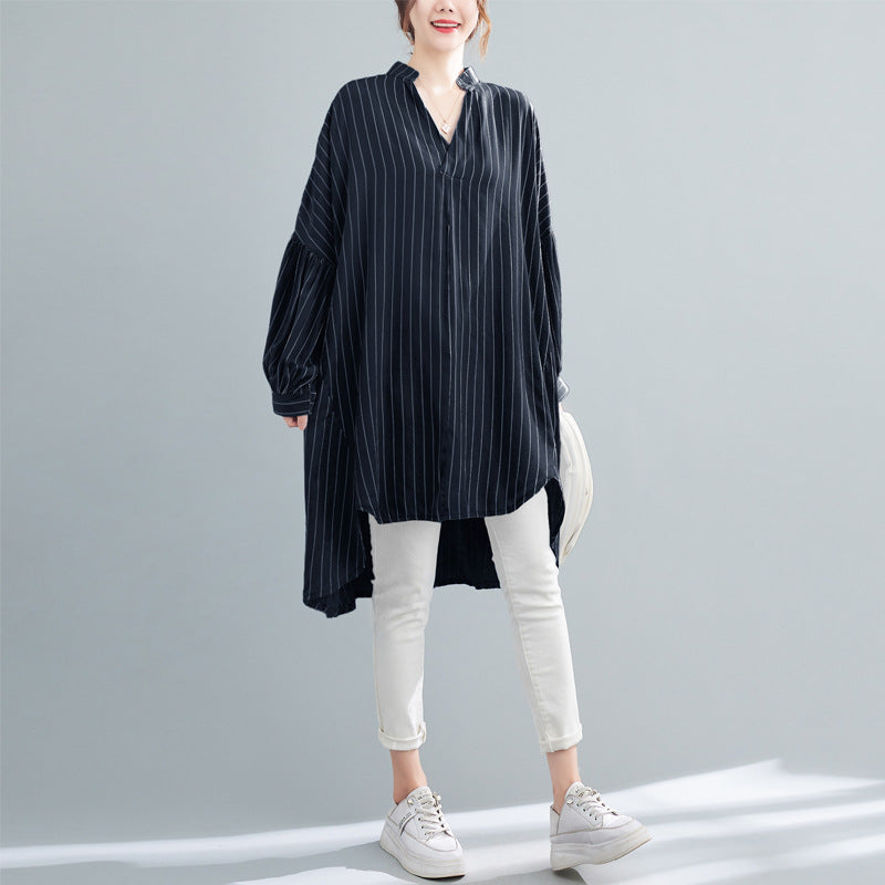 Designed Striped Long Shirts Dresses for Women