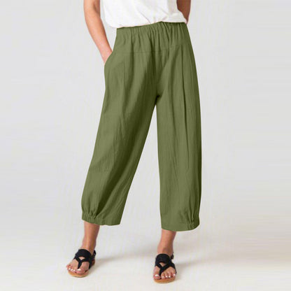 Loose High Waist Cropped Wide Legs Pants