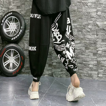 Casual Summer Letter Designed Women Plus Sizes Ankle-tied Pants