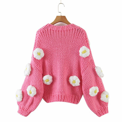 Lovely Handmade 3D Design High Waist Short Sweaters