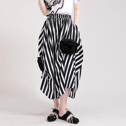 Casual 3D Flower Decoration Women Skirts