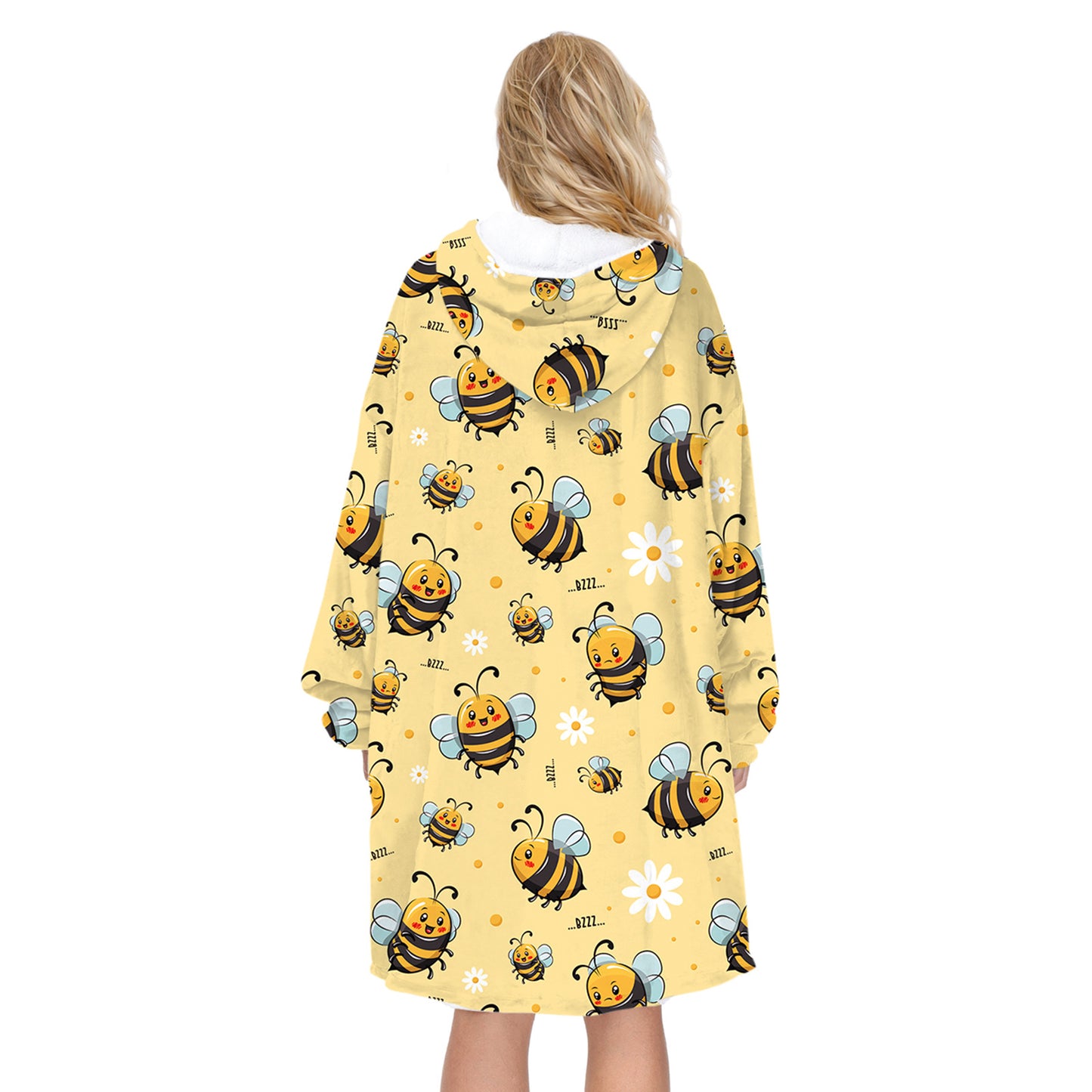 Soft Bee Print Lazy Wearable Watching TV Blanket