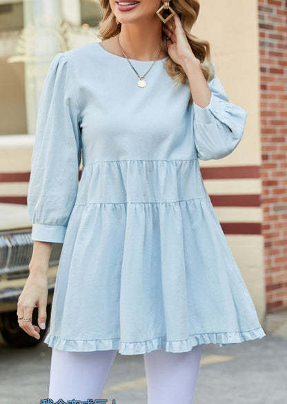 Casual 3/4 Length Sleeves Women Top Blouses